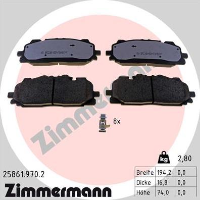 Zimmermann 25861.970.2 - Brake Pad Set, disc brake www.parts5.com