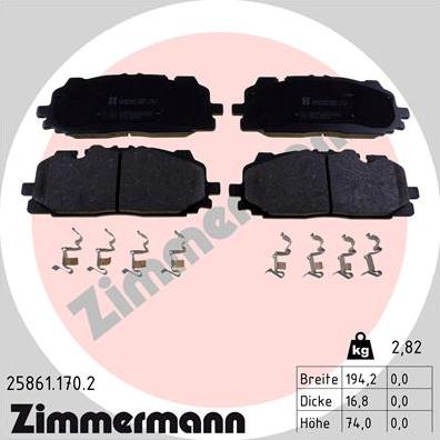 Zimmermann 25861.170.2 - Brake Pad Set, disc brake www.parts5.com