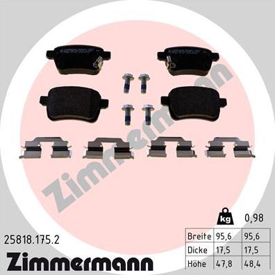 Zimmermann 25818.175.2 - Brake Pad Set, disc brake www.parts5.com
