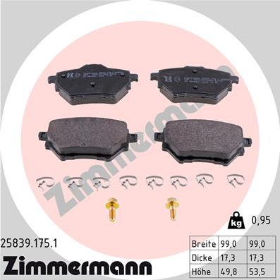 Zimmermann 25839.175.1 - Brake Pad Set, disc brake www.parts5.com