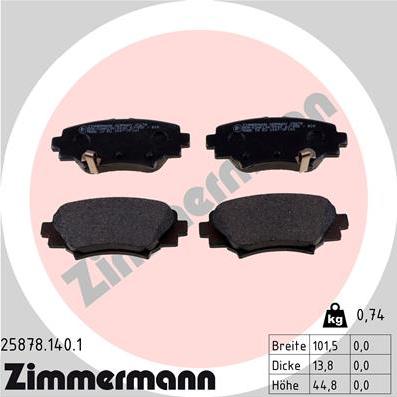 Zimmermann 25878.140.1 - Brake Pad Set, disc brake www.parts5.com