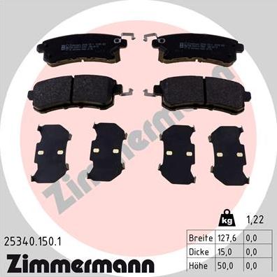 Zimmermann 25340.150.1 - Brake Pad Set, disc brake www.parts5.com