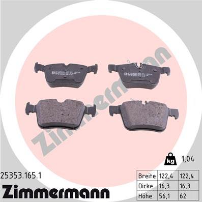 Zimmermann 25353.165.1 - Brake Pad Set, disc brake www.parts5.com