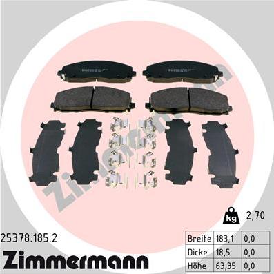 Zimmermann 25378.185.2 - Brake Pad Set, disc brake www.parts5.com