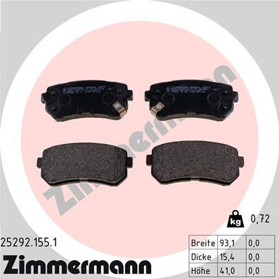 Zimmermann 25292.155.1 - Brake Pad Set, disc brake www.parts5.com