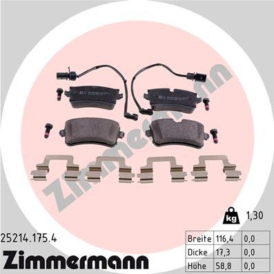 Zimmermann 25214.175.4 - Brake Pad Set, disc brake www.parts5.com