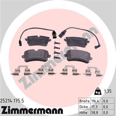 Zimmermann 25214.175.5 - Brake Pad Set, disc brake www.parts5.com