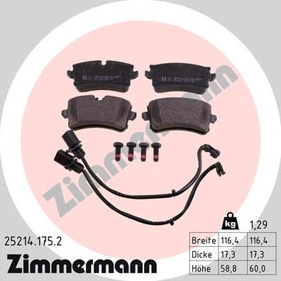 Zimmermann 25214.175.2 - Brake Pad Set, disc brake www.parts5.com