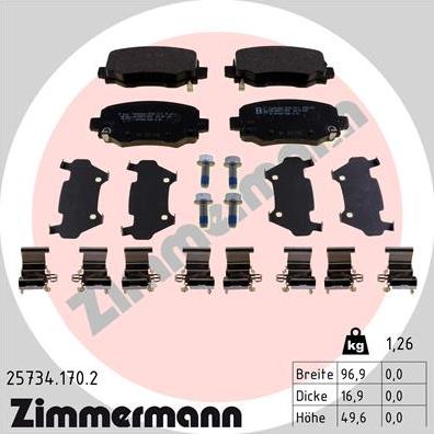 Zimmermann 25734.170.2 - Brake Pad Set, disc brake www.parts5.com