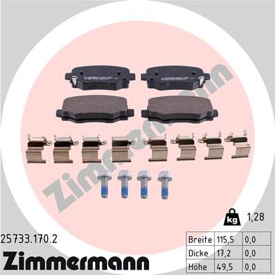 Zimmermann 25733.170.2 - Brake Pad Set, disc brake www.parts5.com