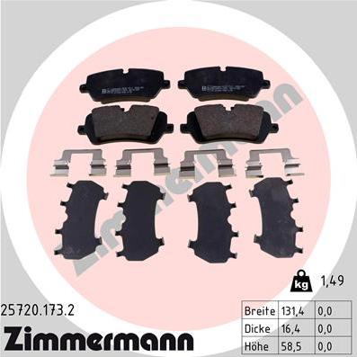 Zimmermann 25720.173.2 - Тормозные колодки, дисковые, комплект www.parts5.com