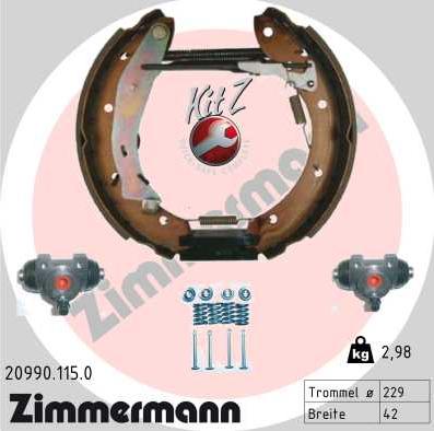 Zimmermann 20990.115.0 - Juego de zapatas de frenos www.parts5.com