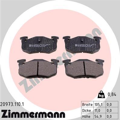 Zimmermann 20973.110.1 - Brake Pad Set, disc brake www.parts5.com