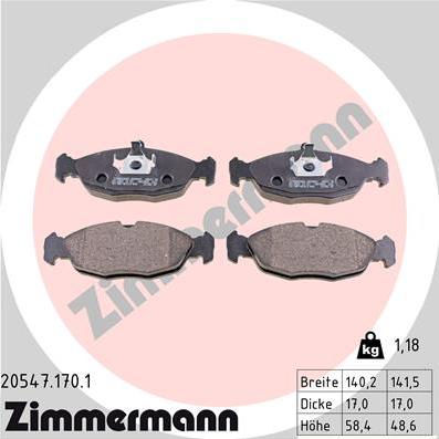 Zimmermann 20547.170.1 - Brake Pad Set, disc brake www.parts5.com