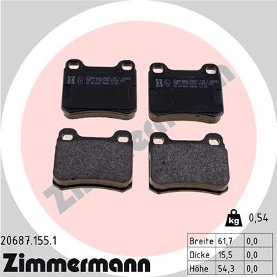 Zimmermann 20687.155.1 - Brake Pad Set, disc brake www.parts5.com