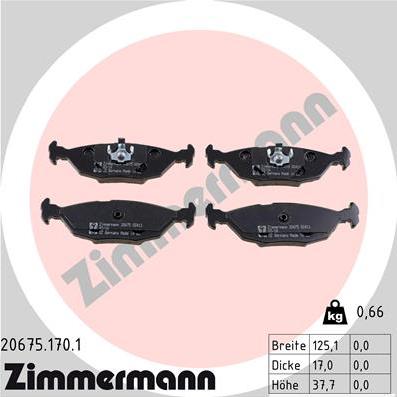 Zimmermann 20675.170.1 - Brake Pad Set, disc brake www.parts5.com