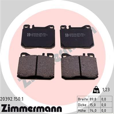 Zimmermann 20392.150.1 - Тормозные колодки, дисковые, комплект www.parts5.com