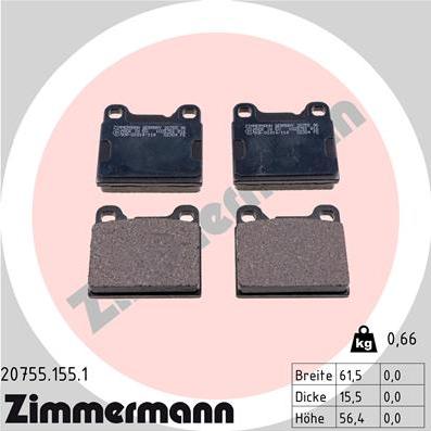 Zimmermann 20755.155.1 - Brake Pad Set, disc brake www.parts5.com