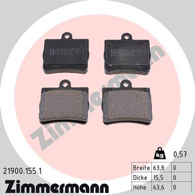 Zimmermann 21900.155.1 - Brake Pad Set, disc brake www.parts5.com