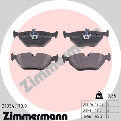 Zimmermann 21934.170.9 - Brake Pad Set, disc brake www.parts5.com