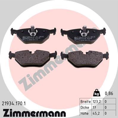 Zimmermann 21934.170.1 - Brake Pad Set, disc brake www.parts5.com