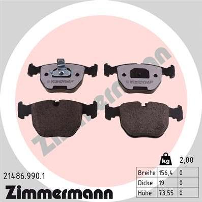Zimmermann 21486.990.1 - Brake Pad Set, disc brake www.parts5.com