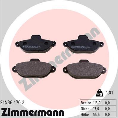 Zimmermann 21436.170.2 - Brake Pad Set, disc brake www.parts5.com