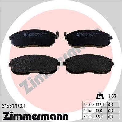 Zimmermann 21561.170.1 - Brake Pad Set, disc brake www.parts5.com