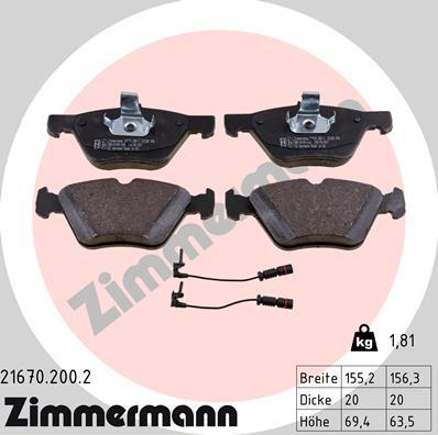 Zimmermann 21670.200.2 - Brake Pad Set, disc brake www.parts5.com