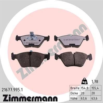 Zimmermann 21677.995.1 - Brake Pad Set, disc brake www.parts5.com