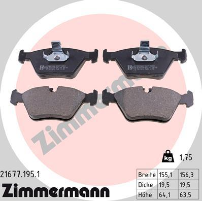 Zimmermann 21677.195.1 - Brake Pad Set, disc brake www.parts5.com