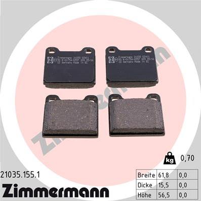 Zimmermann 21035.155.1 - Brake Pad Set, disc brake www.parts5.com