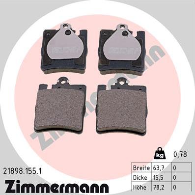 Zimmermann 21898.155.1 - Brake Pad Set, disc brake www.parts5.com