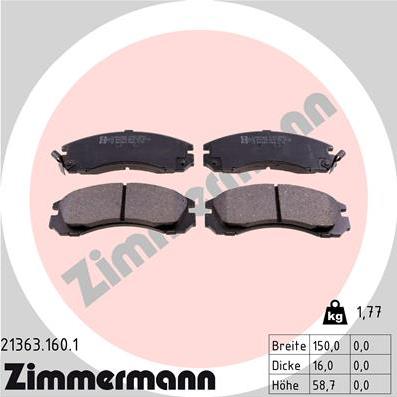 Zimmermann 21363.160.1 - Brake Pad Set, disc brake www.parts5.com