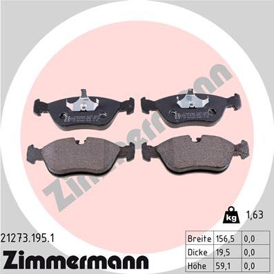 Zimmermann 21273.195.1 - Brake Pad Set, disc brake www.parts5.com