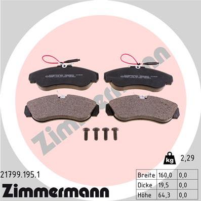 Zimmermann 21799.195.1 - Brake Pad Set, disc brake www.parts5.com