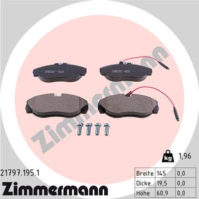 Zimmermann 21797.195.1 - Brake Pad Set, disc brake www.parts5.com