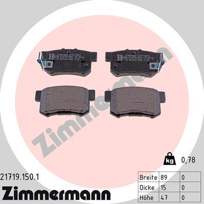 Zimmermann 21719.150.1 - Brake Pad Set, disc brake www.parts5.com