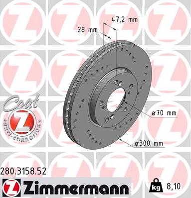 Zimmermann 280.3158.52 - Brake Disc www.parts5.com