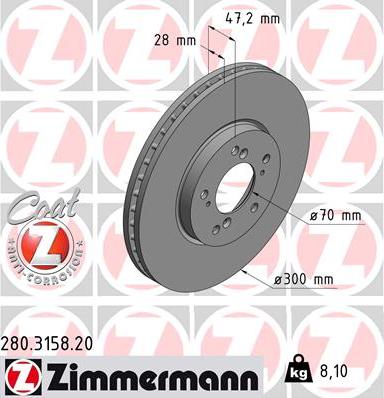 Zimmermann 280.3158.20 - Brake Disc www.parts5.com