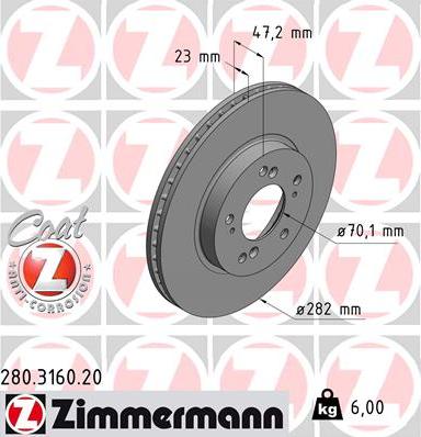 Zimmermann 280.3160.20 - Brake Disc www.parts5.com