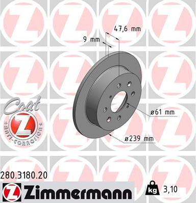 Zimmermann 280.3180.20 - Brake Disc www.parts5.com