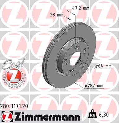 Zimmermann 280.3171.20 - Brake Disc www.parts5.com