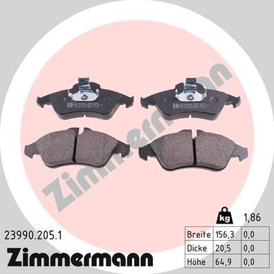 Zimmermann 23990.205.1 - Brake Pad Set, disc brake www.parts5.com