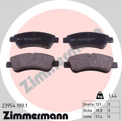 Zimmermann 23954.190.1 - Brake Pad Set, disc brake www.parts5.com