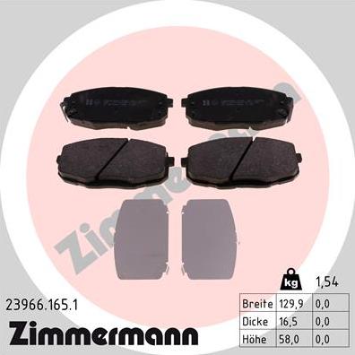Zimmermann 23966.165.1 - Brake Pad Set, disc brake www.parts5.com