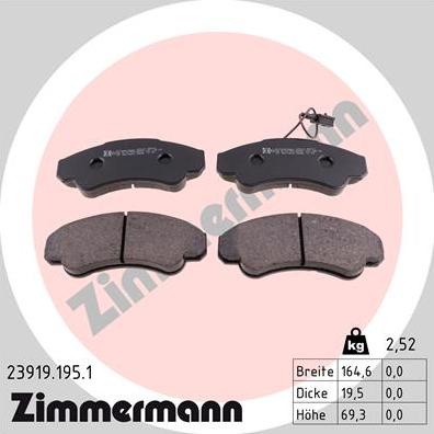 Zimmermann 23919.195.1 - Brake Pad Set, disc brake www.parts5.com