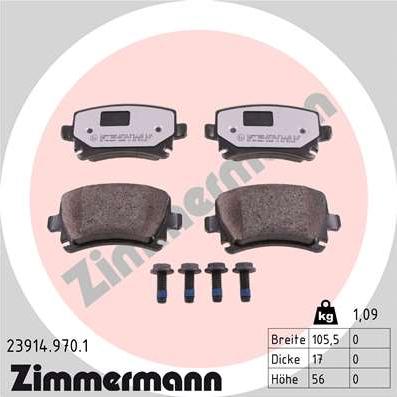 Zimmermann 23914.970.1 - Комплект спирачно феродо, дискови спирачки www.parts5.com