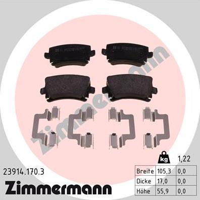 Zimmermann 23914.170.3 - Brake Pad Set, disc brake www.parts5.com