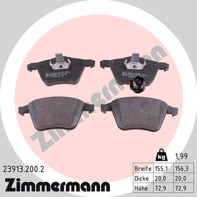 Zimmermann 23913.200.2 - Brake Pad Set, disc brake www.parts5.com